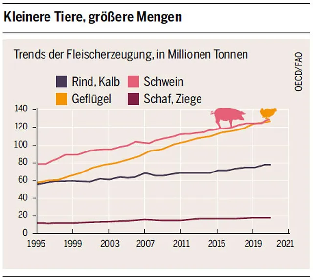 `Trends der Fleischerzeugung in Millionen Tonnen bund.net`