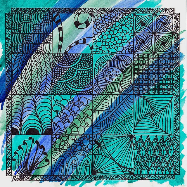 Drei neue Zentangles und mein erstes Repeat Pattern