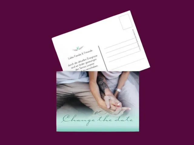 Change-The-Date-Karte. Bild/Picture: Meine Kartenmanufaktur